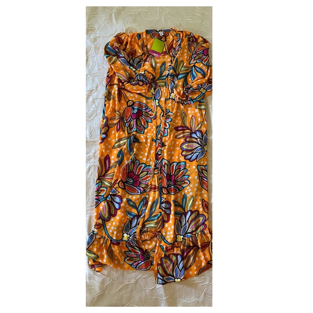 Floral Polka Dot Orange Paisley Print Cover Up Kimono Tabitha Brown - Picture 14 of 15